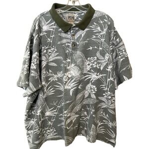Himalaya Outfittrs Polo Shirt Mens 3X Green White Floral Golf Country Club Vacay